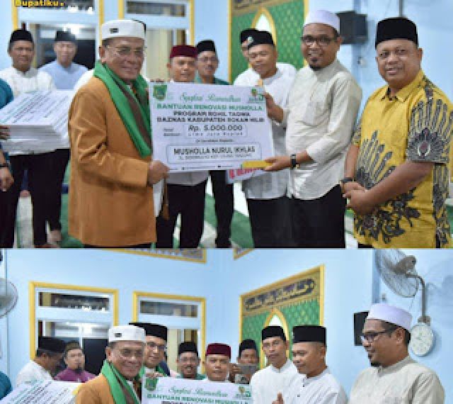 Bupati Rohil Dan Baznas Rohil Safari Ramadhan di Tanah Putih, Serahkan Bantuan Masjid dan Musholla Kecamatan Tanah Putih